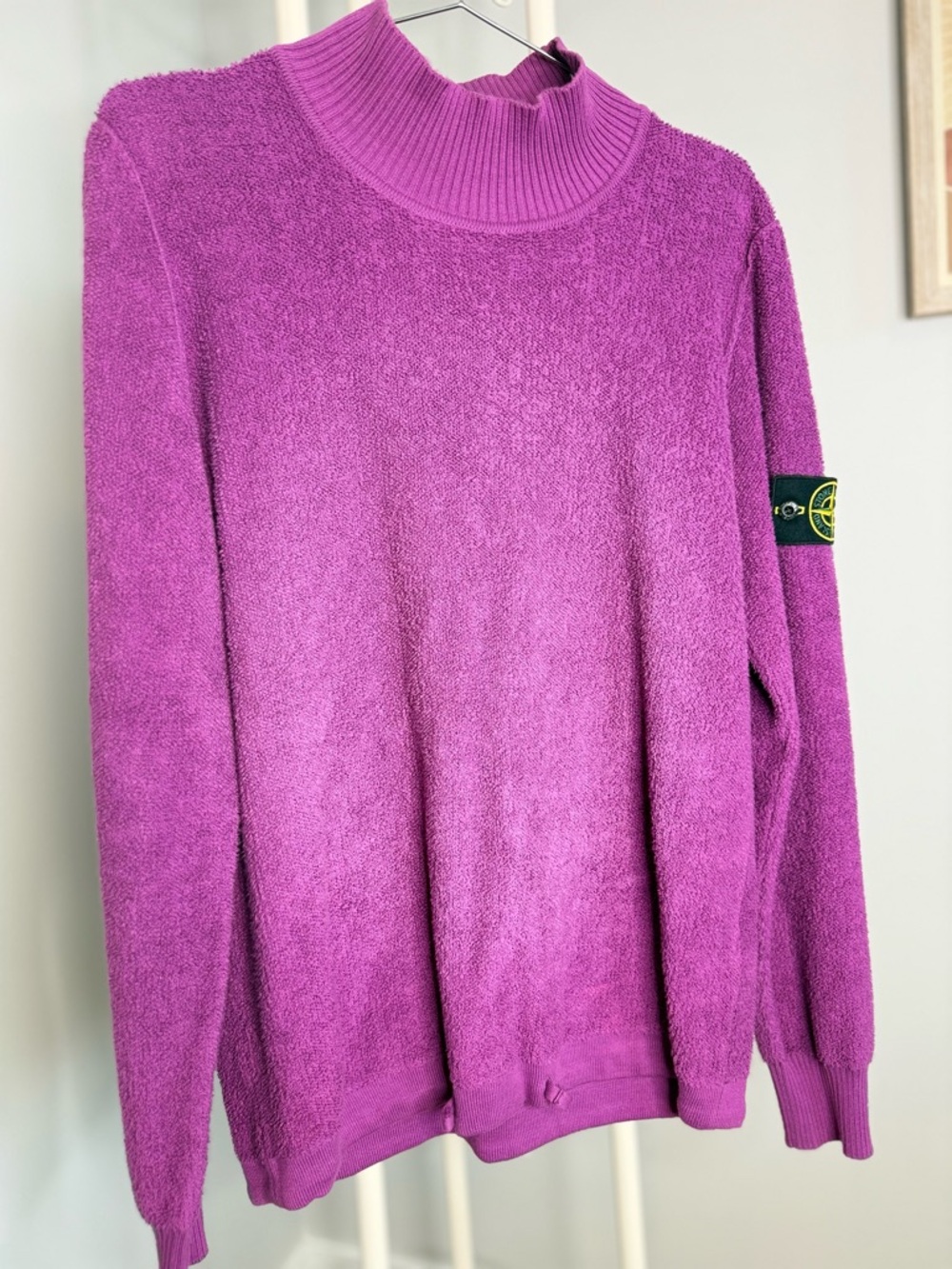 Stone Island Magenta Terry Knit Turtleneck Sweater